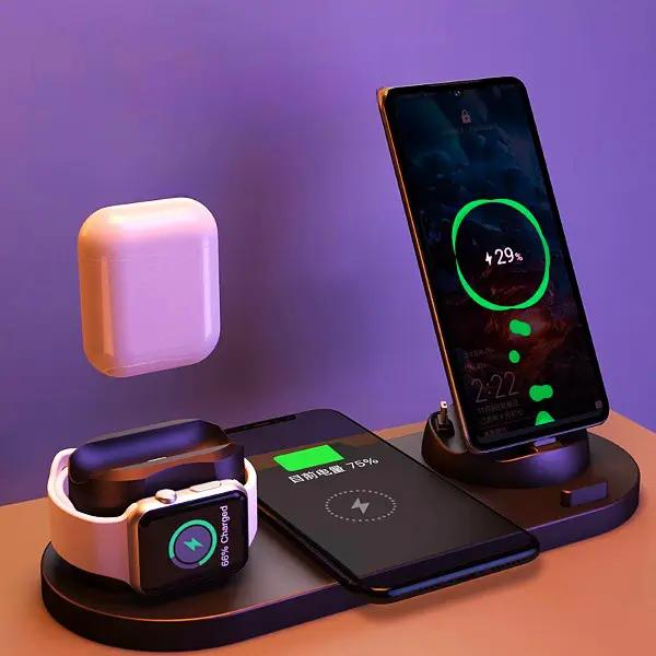 Wireless Charger For IPhone Fast Charger For Phone Fast Charging Pad For Phone Watch 6 In 1 Charging Dock Station by null